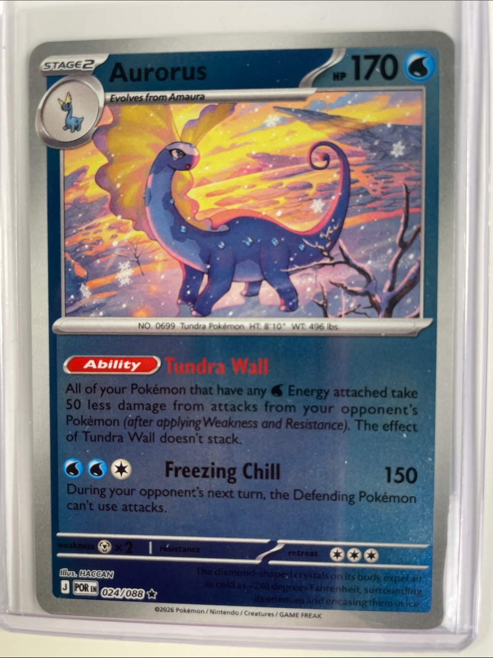 Pokemon Aurorus Holofoil Card - Blue, Yellow, Purple